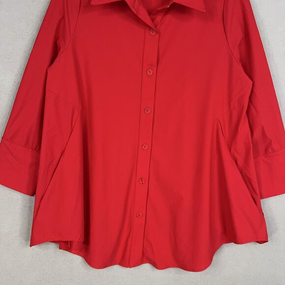 IC Collection Shirt Womens Small Red Tunic Connie K Artsy Eclectic Made in USA - Picture 3 of 16